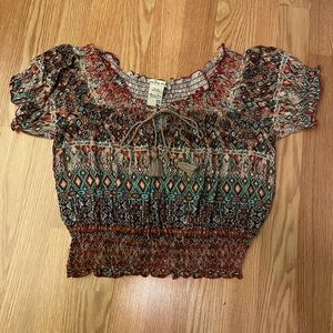 American Rag Cie Top, Size XS, Red/Brown/Blue Multi Color
